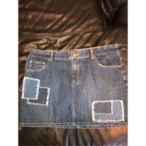 JOE BOXER Women's Size 11 Dark Wash Patched Denim Mini Skirt Adorable retro